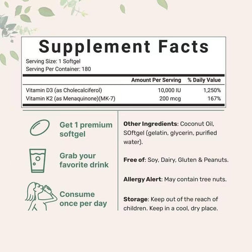 NovaraLabs ™ Vitamin D3 + K2 Capsules