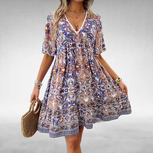 Adriana - Robe Mini Imprimé Paisley Bohème d'Été