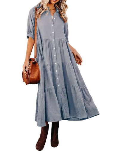 Novara | Robe chemise luxueuse à volants