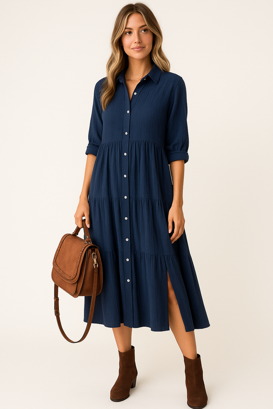 Novara | Robe chemise luxueuse à volants