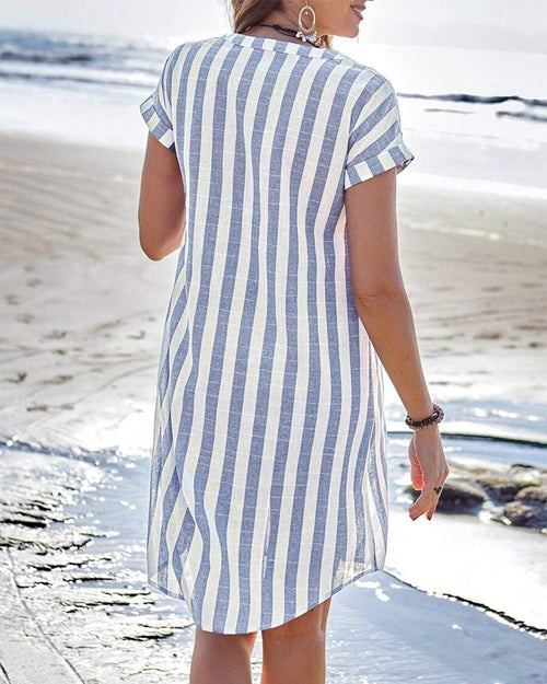 NOVARA | Robe Chemise Rayée Élégante